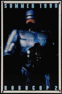 8a1078 ROBOCOP 2 teaser DS 1sh 1990 Summer style, policeman Peter Weller, sci-fi sequel!