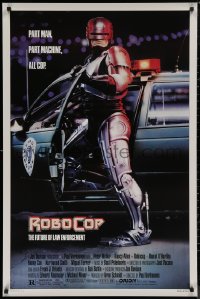 8a1076 ROBOCOP 1sh 1988 Paul Verhoeven, full-length cyborg policeman Peter Weller by Mike Bryan!