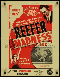 8a0237 REEFER MADNESS 17x22 special poster R1972 marijuana is the sweet pill that makes life bitter!