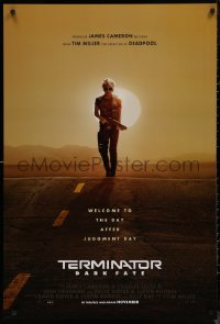 8a1140 TERMINATOR DARK FATE teaser DS 1sh 2019 Schwarzenegger, full-length Linda Hamilton w/shotgun!