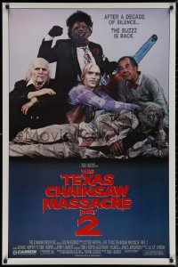 8a1143 TEXAS CHAINSAW MASSACRE PART 2 1sh 1986 Tobe Hooper horror sequel, cool family portrait!