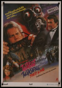 8a0419 THEY LIVE Thai poster 1988 Rowdy Roddy Piper, John Carpenter, different Tongdee art!