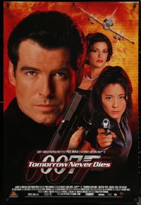 8a0142 TOMORROW NEVER DIES 27x40 video poster 1997 Pierce Brosnan as Bond, Yeoh, sexy Teri Hatcher!