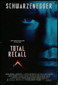 8a1157 TOTAL RECALL 1sh 1990 Paul Verhoeven directed, huge close-up of Arnold Schwarzenegger!