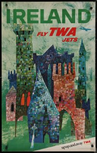 8a0174 TWA IRELAND 25x40 travel poster 1960s Irish travel, David Klein artwork!