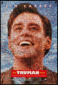 8a1166 TRUMAN SHOW teaser DS 1sh 1998 really cool mosaic art of Jim Carrey, Peter Weir