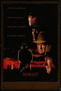 8a1168 UNFORGIVEN DS 1sh 1992 gunslinger Clint Eastwood, Gene Hackman, Morgan Freeman, Harris!