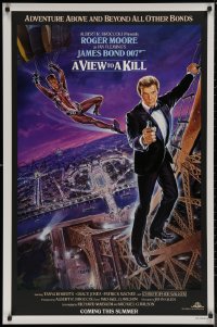 8a1171 VIEW TO A KILL advance 1sh 1985 Moore as James Bond, Jones, purple background art by Goozee!