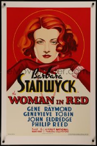 8a0087 WOMAN IN RED S2 poster 2000 wonderful artwork of sexy redhead Barbara Stanwyck!