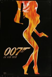 8a1196 WORLD IS NOT ENOUGH teaser 1sh 1999 James Bond, cool flaming silhouette of sexy girl!