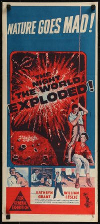 8f0347 NIGHT THE WORLD EXPLODED Aust daybill 1957 a super-quake tilts the Earth, nature goes mad!