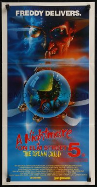 8f0351 NIGHTMARE ON ELM STREET 5 Aust daybill 1989 cool art of Freddy Jr. by Matthew Peak!