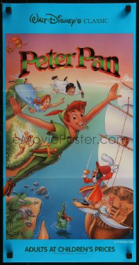 8f0366 PETER PAN Aust daybill R1992 Walt Disney animated cartoon fantasy classic, great art!