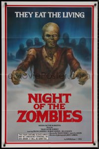 8f0927 NIGHT OF THE ZOMBIES 1sh 1984 the creeping dead devour the living flesh, cool Thompson art!