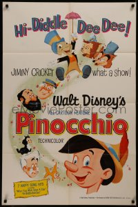 8f0962 PINOCCHIO 1sh R1971 Disney classic cartoon about wooden boy who wants to be real!