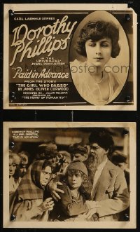 8g0393 PAID IN ADVANCE 2 8x10 LCs 1919 Curwood, Dorothy Philips fights for her virtue, ultra rare!