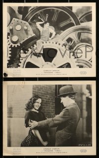 8g0530 MODERN TIMES 8 English FOH LCs R1950s images of Charlie Chaplin, Paulette Goddard, classic!