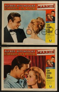 8g0725 MARNIE 8 LCs 1964 Sean Connery & Tippi Hedren in Alfred Hitchcock's suspenseful sex mystery!