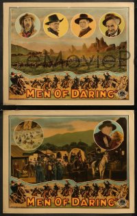 8g1086 MEN OF DARING 3 LCs 1927 epic of the pioneer days, western cowboy Jack Hoxie, ultra rare!