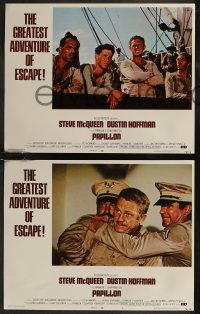 8g0749 PAPILLON 8 LCs 1973 great images of prisoner Steve McQueen & Dustin Hoffman on Devil's Island!