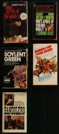 8h0303 LOT OF 5 PAPERBACK BOOKS 1960s-1970s Scars of Dracula, Soylent Green, Bandolero & more!