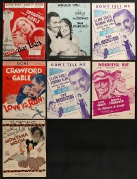 8h0221 LOT OF 7 JOAN CRAWFORD AND CLARK GABLE SHEET MUSIC 1930s-1950s a variety of different songs!