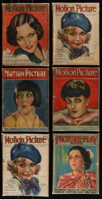 8h0290 LOT OF 6 MOTION PICTURE MOVIE MAGAZINES 1920s filled with great images & articles!