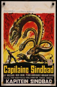 8j0126 CAPTAIN SINDBAD Belgian 1963 1001 deathless thrills, cool art of Williams fighting hydra!