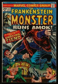 8m0157 FRANKENSTEIN #13 comic book November 1974 no man is safe from the Undying Fiend!