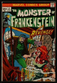 8m0147 FRANKENSTEIN #3 comic book May 1973 The Monster of Frankenstein, Revenge, Mike Ploog art!