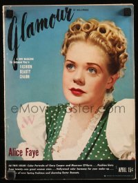 8m0500 GLAMOUR magazine April 1940 cover portrait of Alice Faye in Fox's Little Old New York!