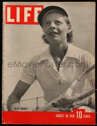 8m0734 LIFE magazine August 28, 1939 tennis champ Alice Marble, Wizard of Oz ad inside!