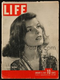 8m0736 LIFE magazine January 6, 1941 great cover portrait of pretty Katharine Hepburn!