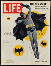 8m0742 LIFE magazine March 11, 1966 Adam West as Batman by Yale Joel, a mad new world!