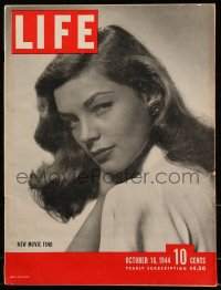 8m0738 LIFE magazine October 16, 1944 cover portrait of sexy new movie find Lauren Bacall!