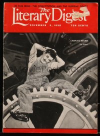 8m0533 LITERARY DIGEST magazine Nov 2, 1935 great cover image of Charlie Chaplin in Modern Times!