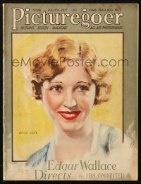 8m0802 PICTUREGOER English magazine August 1929 cover art of pretty Bessie Love, Edgar Wallace!