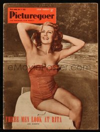 8m0817 PICTUREGOER English magazine July 11, 1953 cover portrait of sexy Rita Hayworth in swimsuit!