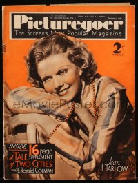 8m0808 PICTUREGOER English magazine October 3, 1936 great cover portrait of sexy Jean Harlow!