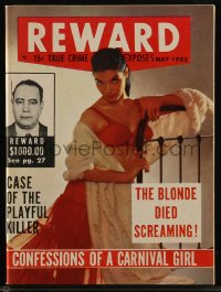 8m0606 REWARD: TRUE CRIME CASES digest magazine May 1955 Blonde Died Screaming, Carnival Girl