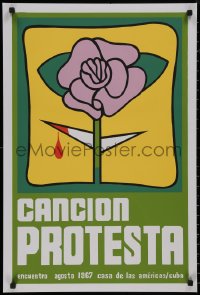 8p0156 CANCION PROTESTA 20x30 Cuban music poster 1990s art of a bleeding purple flower from the 1967 poster!