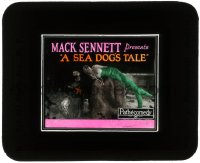 8r0209 SEA DOG'S TALE glass slide 1926 Mack Sennett, Billy Bevan wearing grass skirt by mermaid!