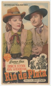 8r1120 SILVER RIVER Spanish herald 1948 different image of gambler Errol Flynn & sexy Ann Sheridan!