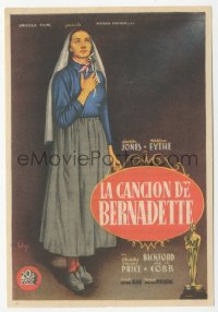 8r1126 SONG OF BERNADETTE Spanish herald 1945 artwork of angelic Jennifer Jones by Soligo!