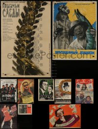 8s0693 LOT OF 13 FORMERLY FOLDED RUSSIAN POSTERS 1950s-1990s great images from a variety of movies!