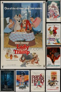 8s0149 LOT OF 12 FOLDED WALT DISNEY ONE-SHEETS 1970s-1980s from animation & live action movies!