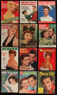 8s0452 LOT OF 13 MOVIE MAGAZINES 1930s-1950s filled with great images & articles!