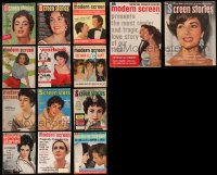 8s0449 LOT OF 14 MOVIE MAGAZINES WITH ELIZABETH TAYLOR COVERS 1949-1966 great images & articles!