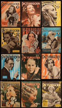 8s0521 LOT OF 12 PICTUREGOER 1935 ENGLISH MOVIE MAGAZINES 1935 filled with great images & articles!