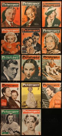 8s0523 LOT OF 14 PICTUREGOER 1936 ENGLISH MOVIE MAGAZINES 1936 filled with great images & articles!